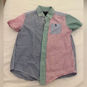 Ralph Lauren Red and Green Button Down Shirt with Preppy Style